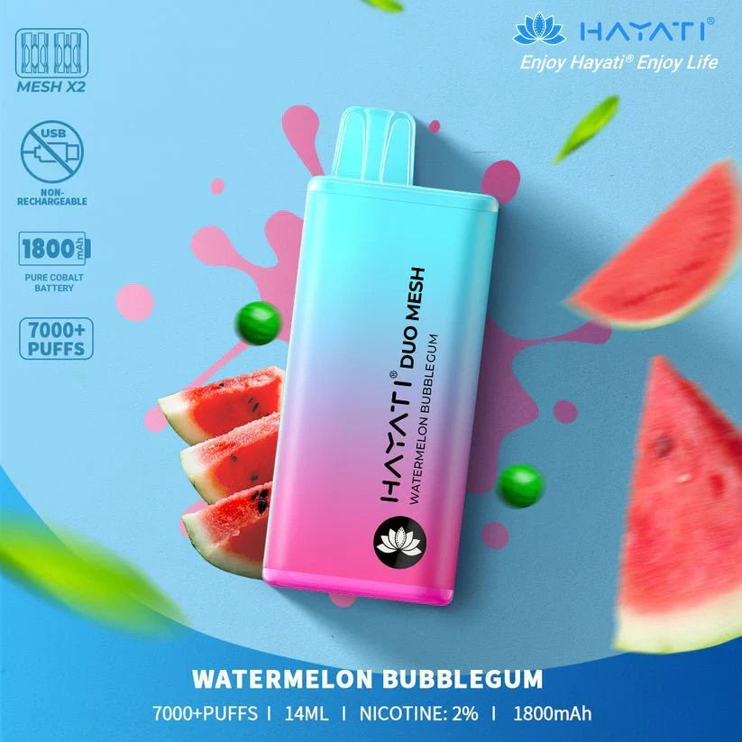 Hayati Duo Mesh 7000 Puffs Disposable Vape Pod 20MG- Box of 10