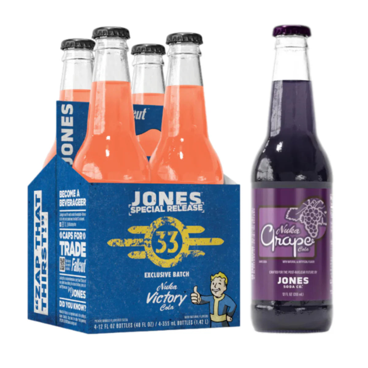 Jones Soda Fallout Nuka Cola Grape (355ml) x Jones Soda Fallout Nuka Cola Victory (355ml) (4 Pack) Bundle